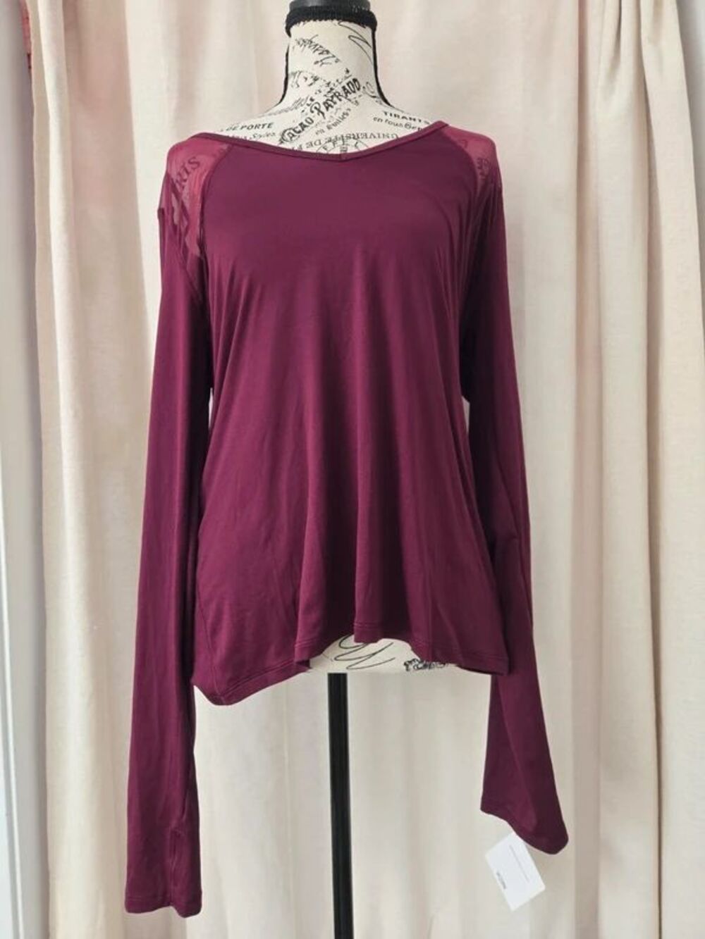 Victoria Sport Body-Wick Maroon Mesh Activewear Longsleeve